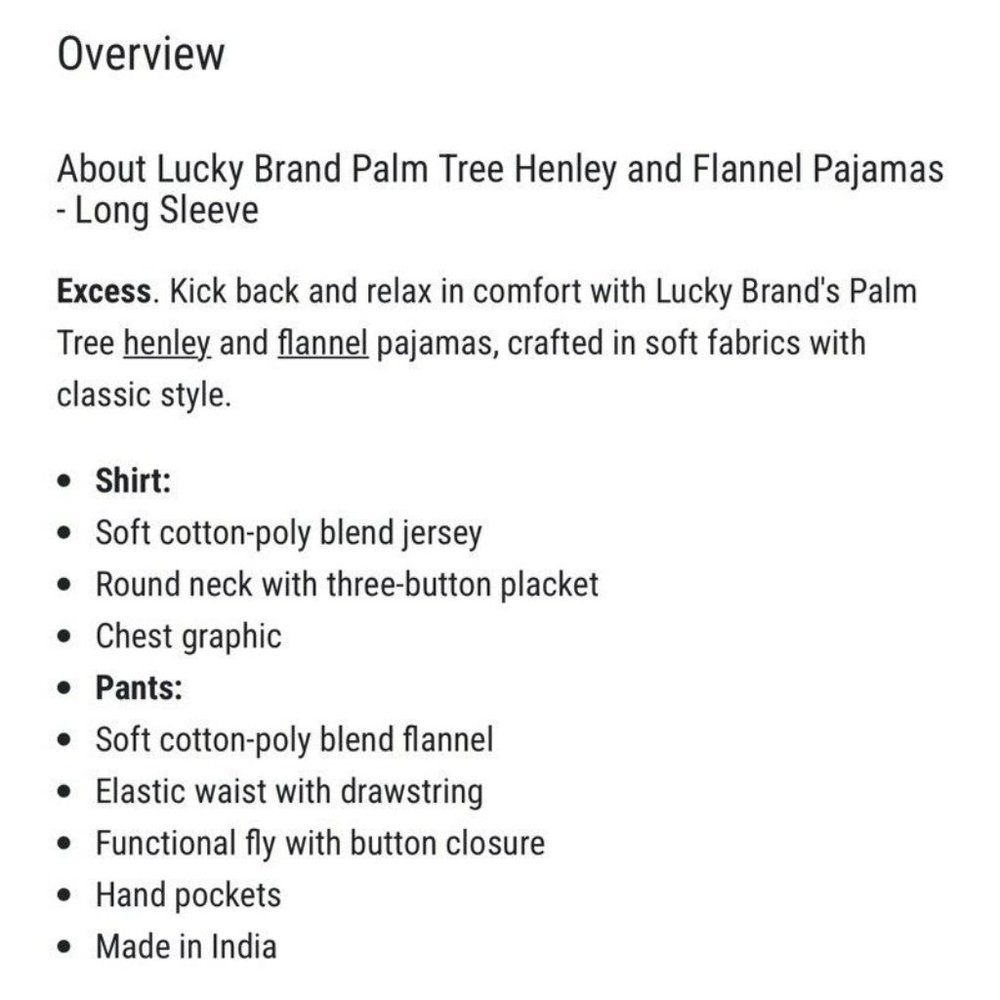 New Lucky Brand Men's 2-Pc Pajama Palm‎ Tree Henley Plaid Flannel Pant Set Large - Picture 3 of 7